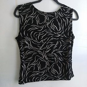 NY&CO Career Crop Top Black with Abstract Print